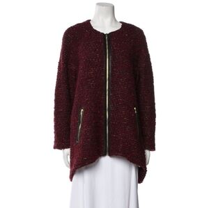 Alice and Olivia Virgin Wool Red Tweed Coat